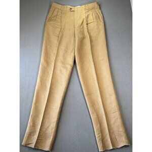 Ballin Relax Dress Pants Mens 36 Beige Tan Dunhill Linen Flat Front Wide Leg NWT